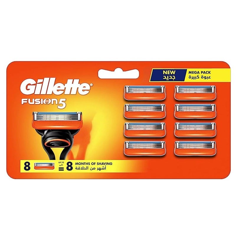 Gillette Fusion5 Men's Refillable Razor: 8 Blade Refills Set of 1Box - Image 1